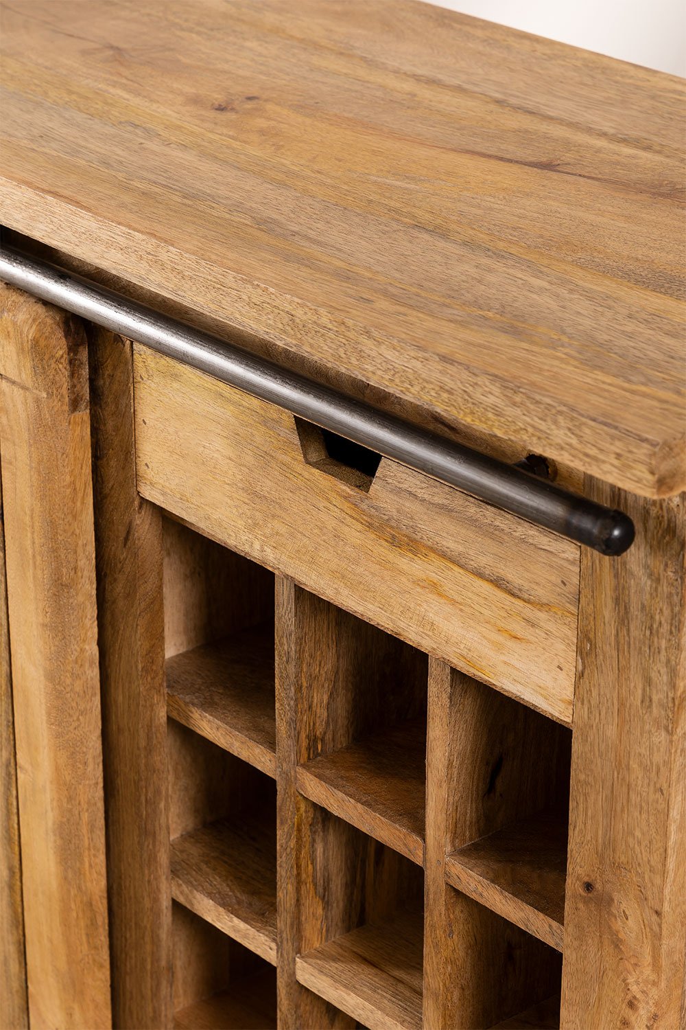 Mobile con Portabottiglie per 18 Bottiglie in Legno di Mango Uain