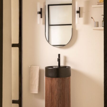 Set mobili da bagno in legno con lavabo in ceramica Maude integrato