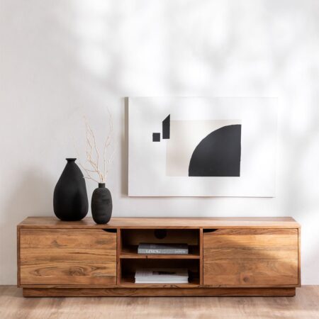 Mobile TV 160x40 cm con Ripiano in Legno di Acacia Tasmani