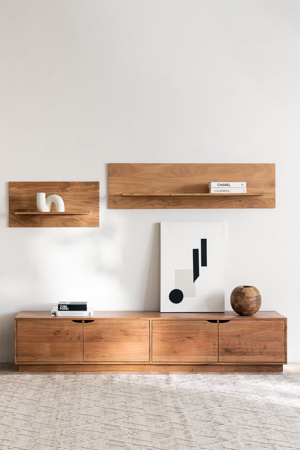 Mobile TV 200x40 cm in legno di acacia Tasmani