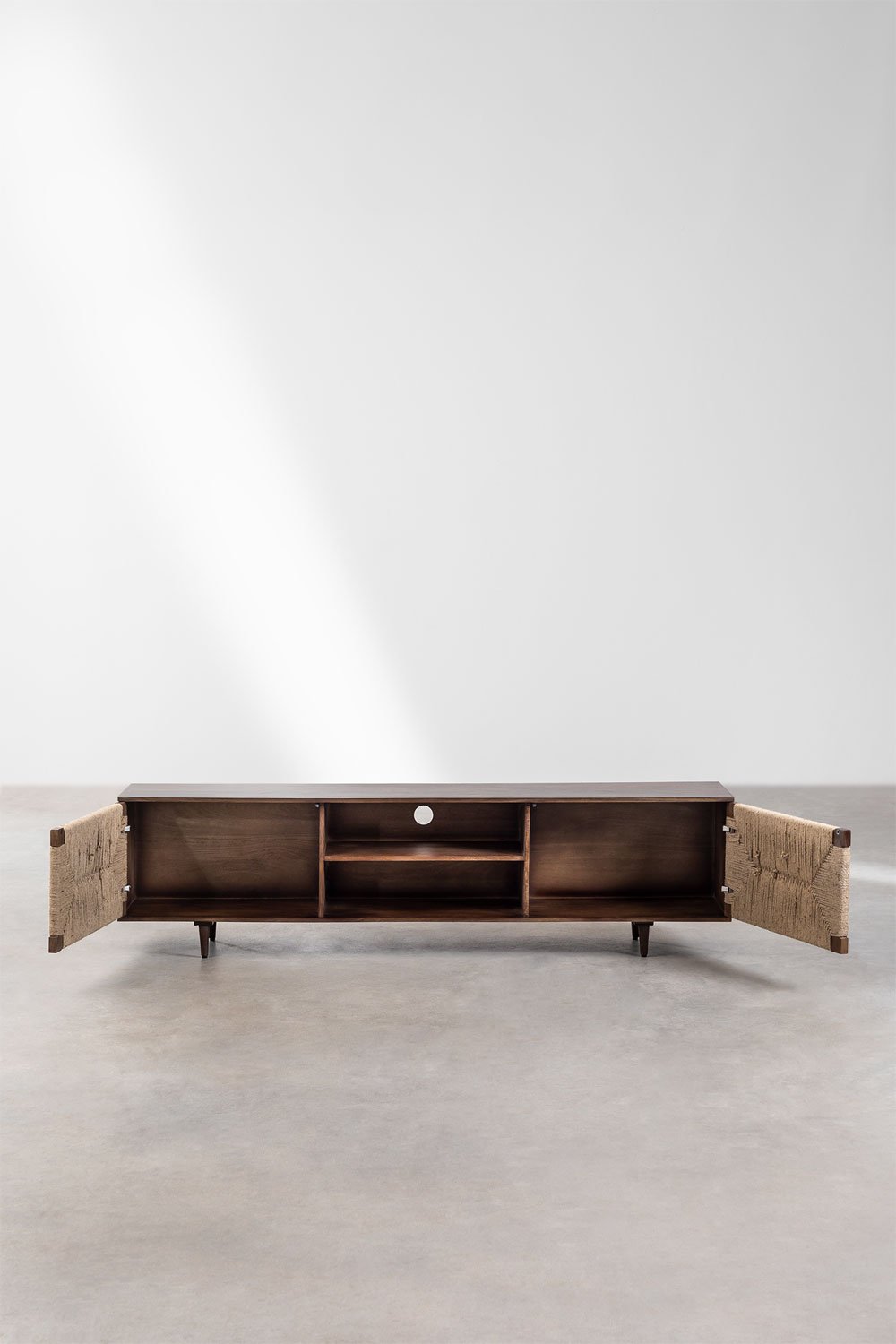 Mobile TV 200x40 cm in legno di mango e juta Evans