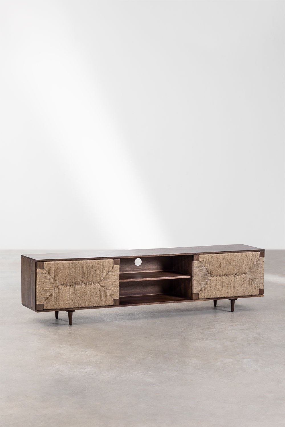 Mobile TV 200x40 cm in legno di mango e juta Evans