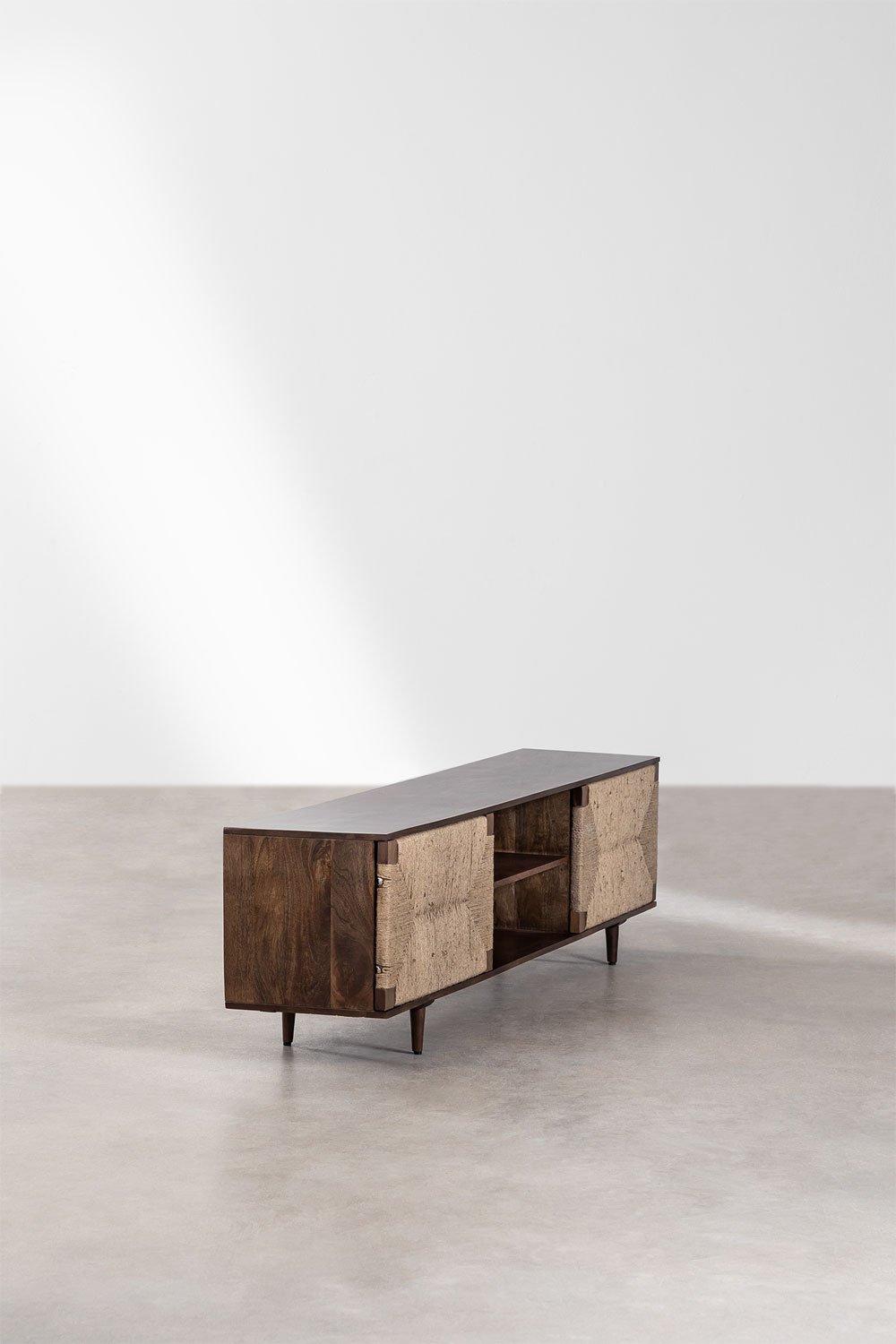 Mobile TV 200x40 cm in legno di mango e juta Evans