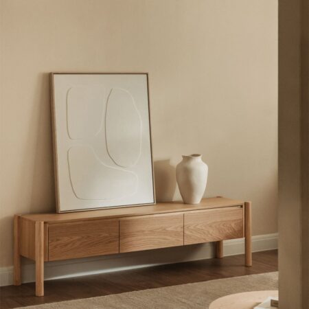 Mobile TV 185x45 cm in MDF con impiallacciatura in rovere Munden