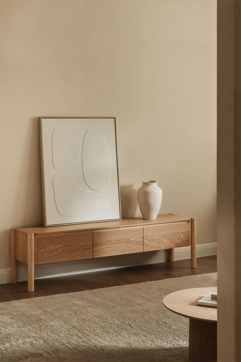 Mobile TV 185x45 cm in MDF con impiallacciatura in rovere Munden
