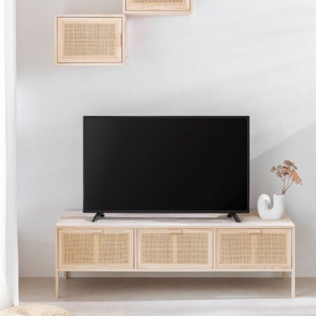 Mobile TV in rattan e legno Reyna