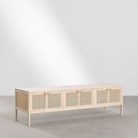 Mobile TV in rattan e legno Reyna