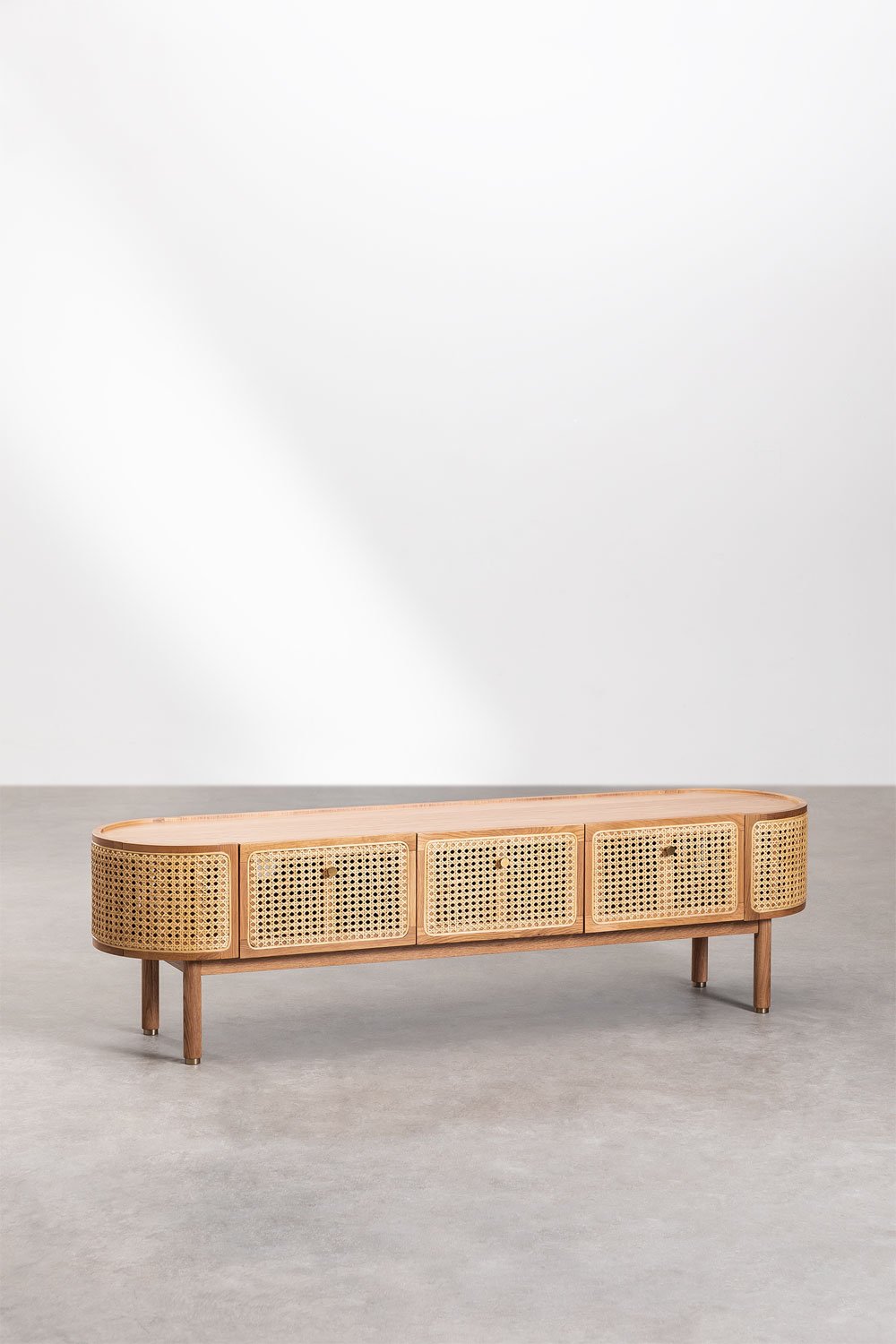 Mobile TV 175x45 cm in Rattan e Legno Edwina