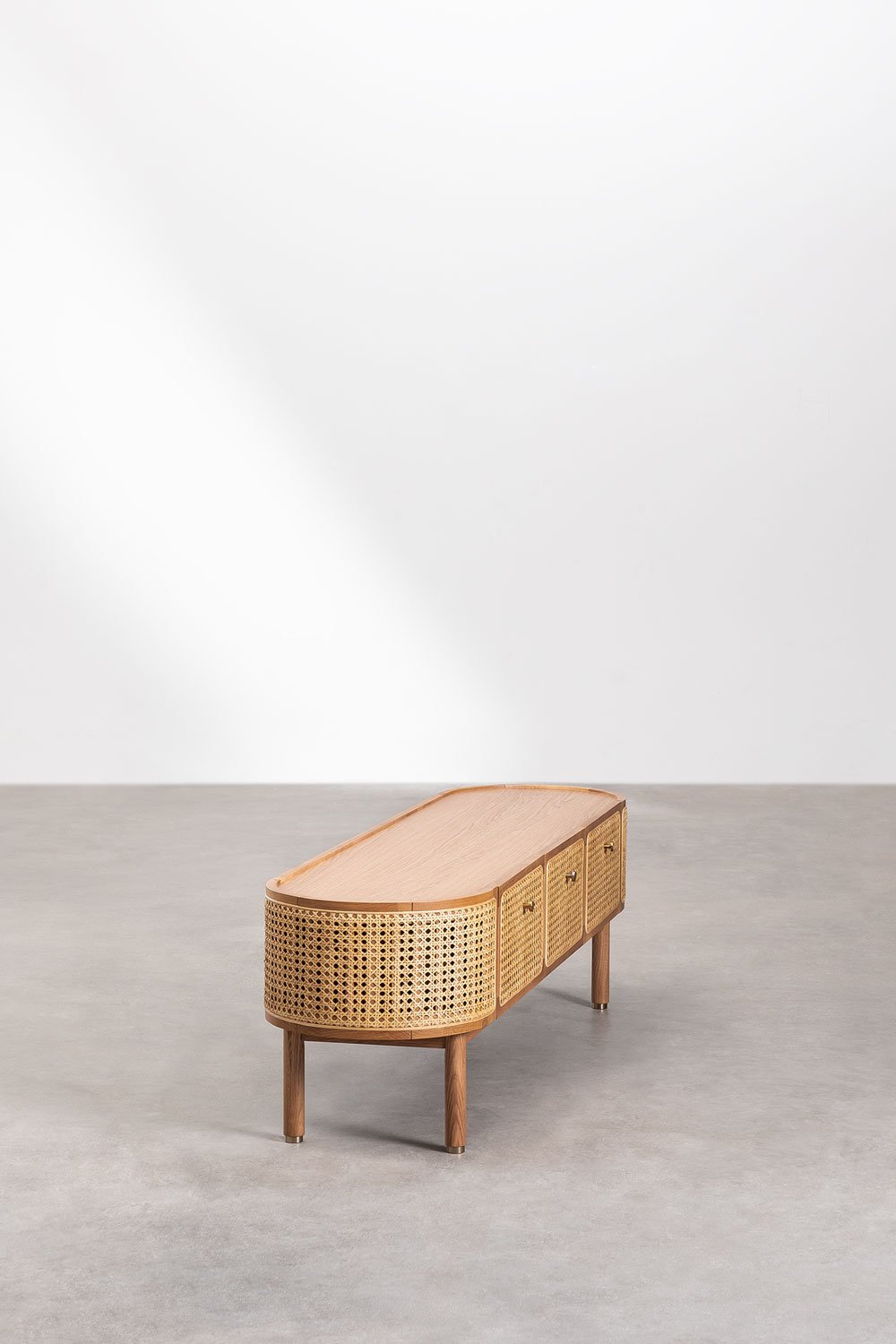 Mobile TV 175x45 cm in Rattan e Legno Edwina