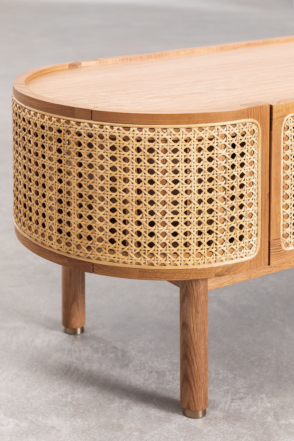 Mobile TV 175x45 cm in Rattan e Legno Edwina
