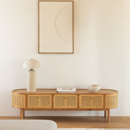 Mobile TV 175x45 cm in Rattan e Legno Edwina