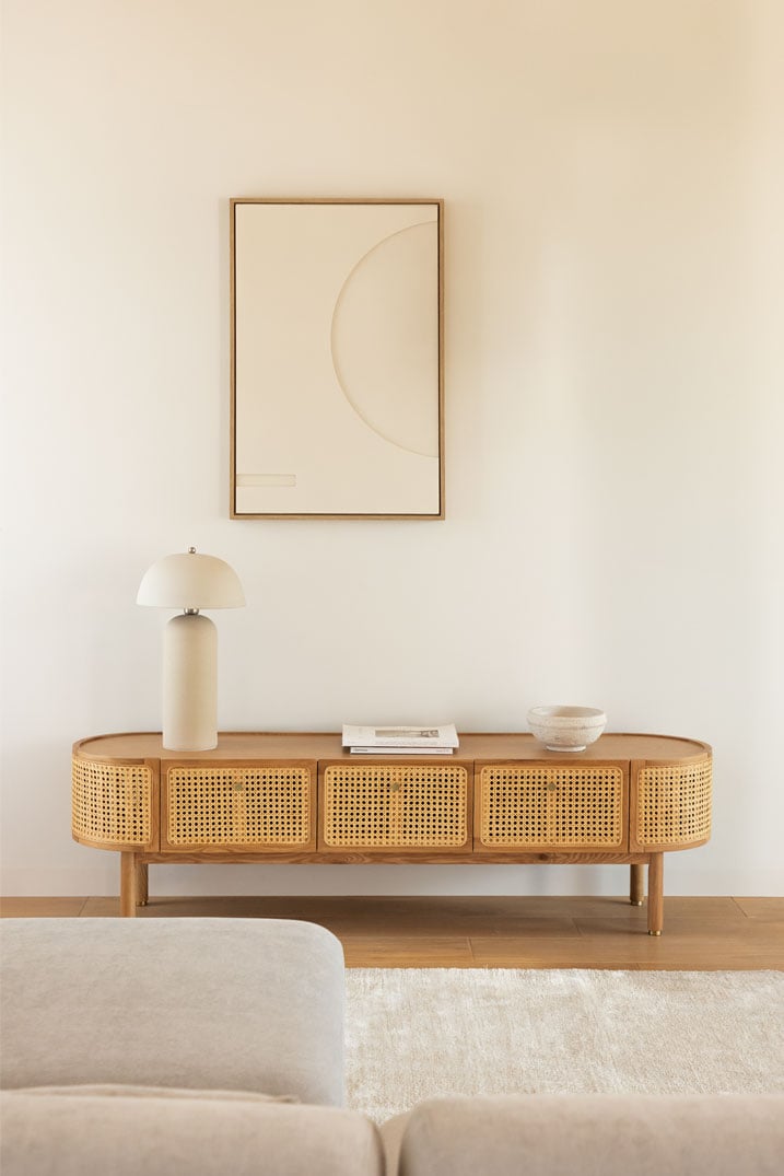 Mobile TV 175x45 cm in Rattan e Legno Edwina