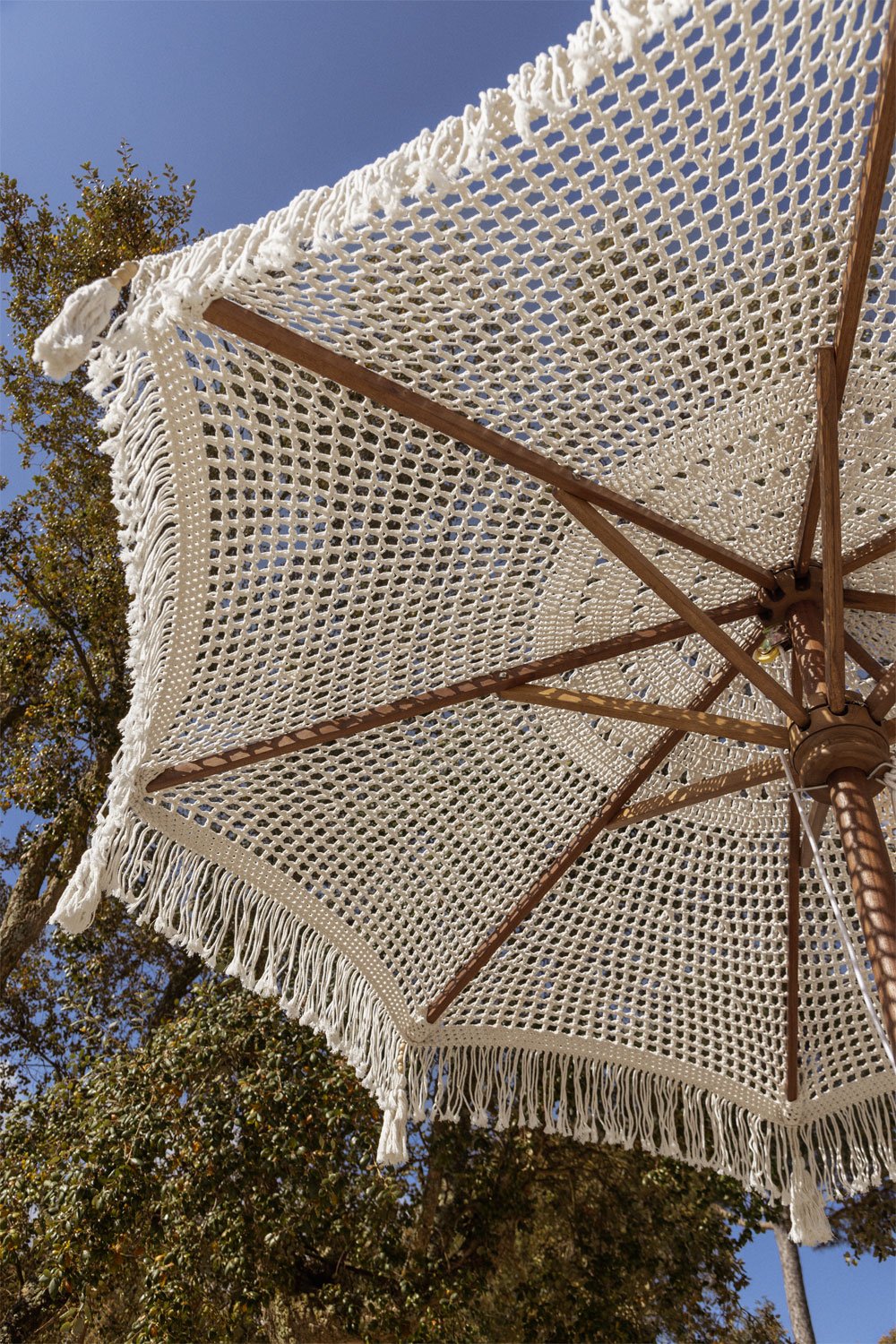 Ombrellone Tongariki in teak e cotone