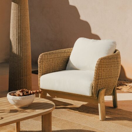 Confezione da 2 poltrone da giardino Leilan in legno di acacia e rattan sintetico