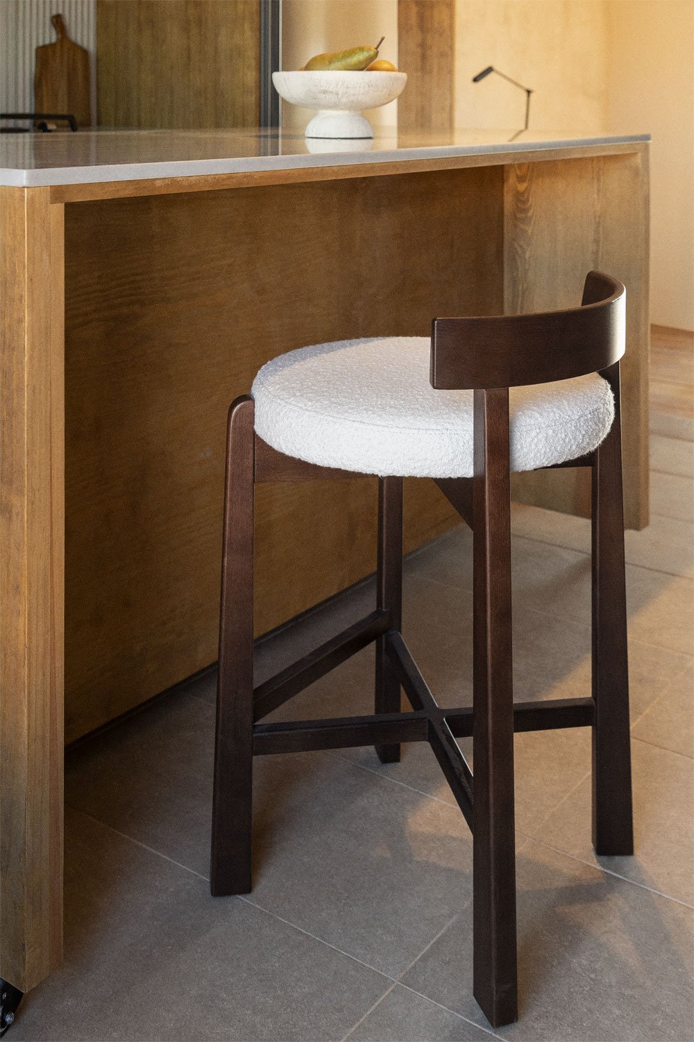 Confezione da 2 sgabelli alti in legno di rovere e rivestimento Manila