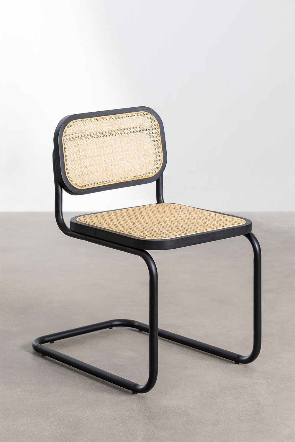 Confezione da 2 sedie da pranzo in rattan nero Tento