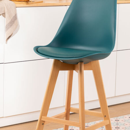 Pacco di 2 sgabelli alti 65 cm con cuscino in similpelle Nordic