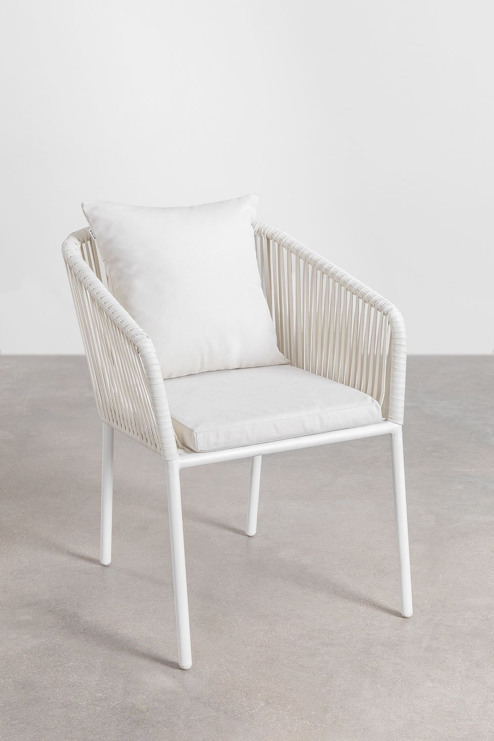 Confezione da 4 sedie da giardino Arhiza Classic con braccioli in alluminio e corda intrecciata