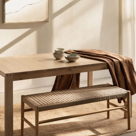 Panca in legno di rovere e corda intrecciata Mara