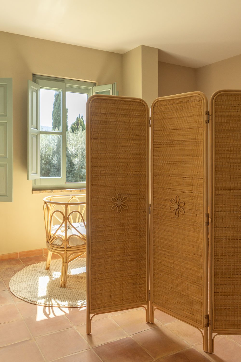 Paravento pieghevole in rattan Dahlia Kids