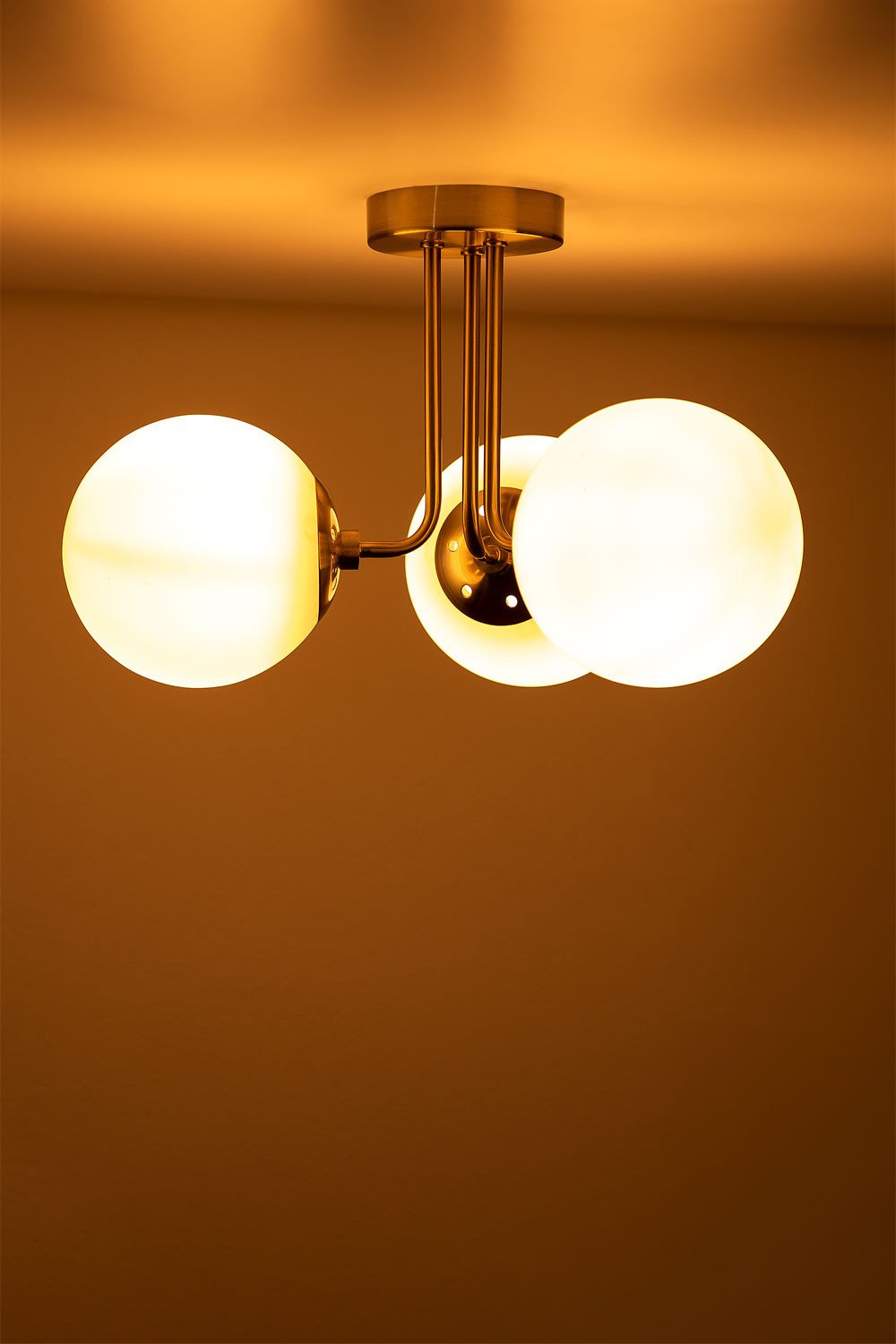 Lampada da Soffitto con 3 Sfere di Vetro Ghirlanda