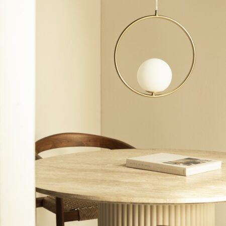 Lampada da soffitto Blaise in metallo con sfera in vetro