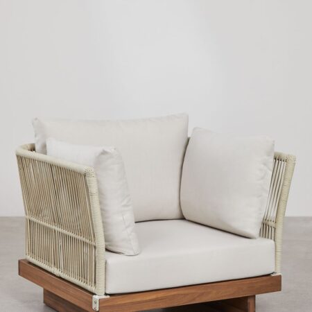 Poltrona Dailin in legno di acacia e corda intrecciata