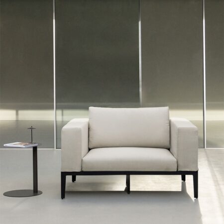 Poltroncina da giardino con braccioli in alluminio e acciaio Taranis