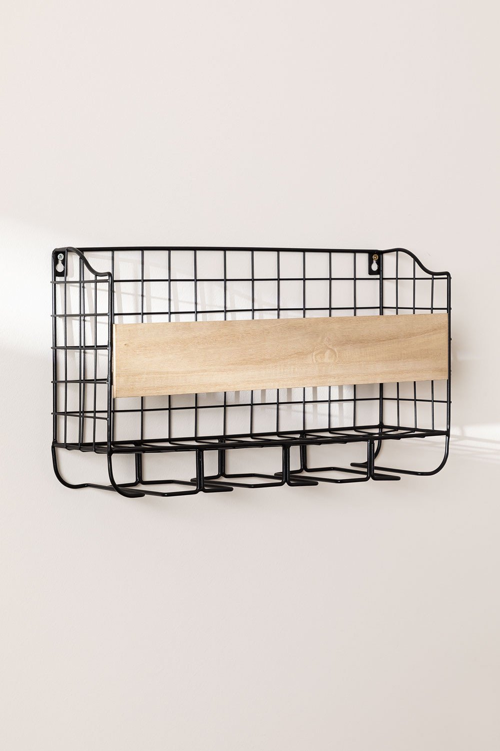 Portabottiglie a parete per 4 bottiglie con portabicchieri Parker