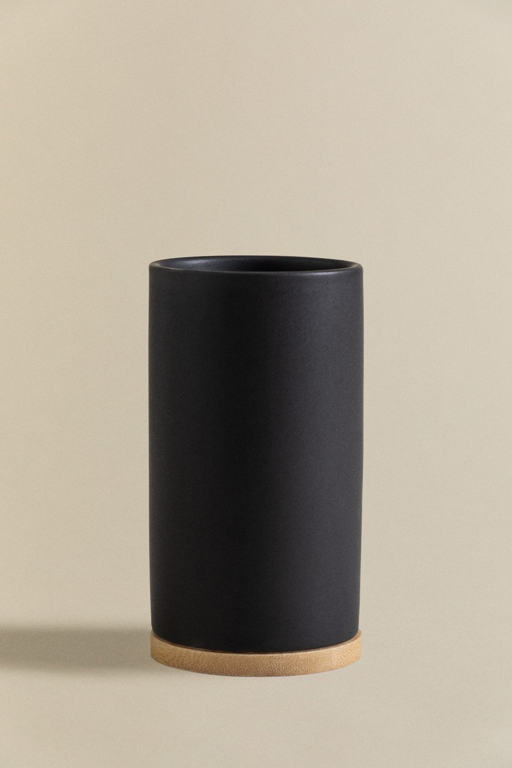 Portaspazzolino Elvan in ceramica e bambù
