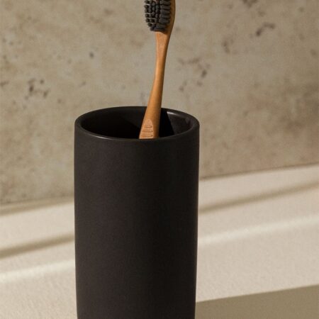 Portaspazzolino Elvan in ceramica e bambù