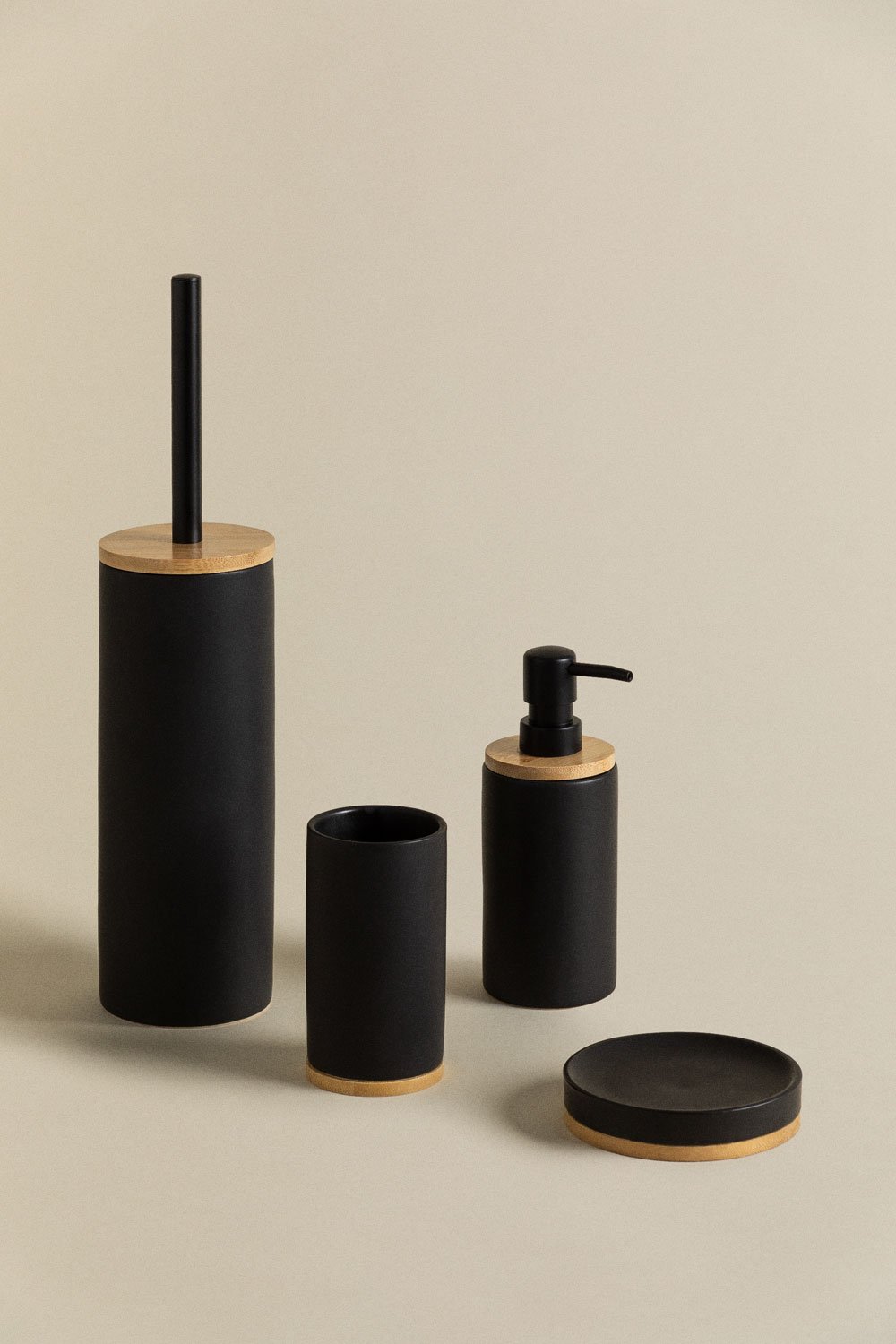 Portaspazzolino Elvan in ceramica e bambù