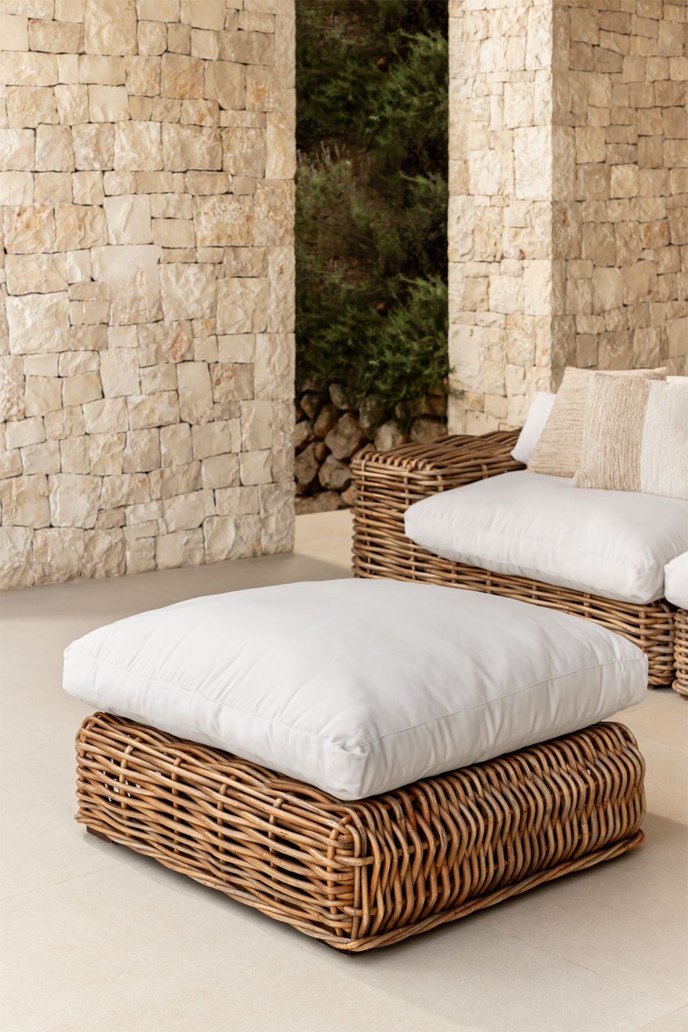 Pouf da giardino in rattan Milu