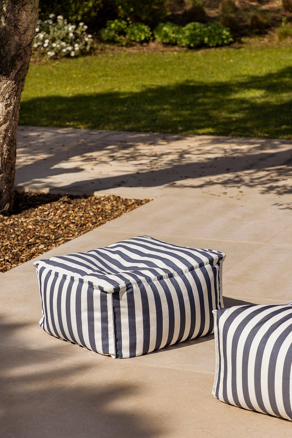 Pouf rettangolare 75x65 cm per divano componibile da giardino in tessuto Sandel