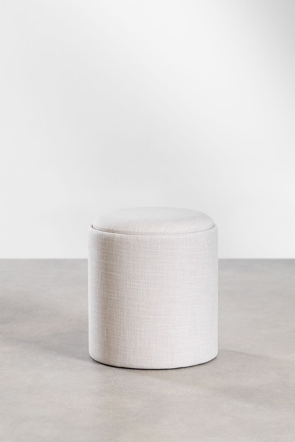 Pouf rotondo imbottito Berkeleni con vassoio e contenitore