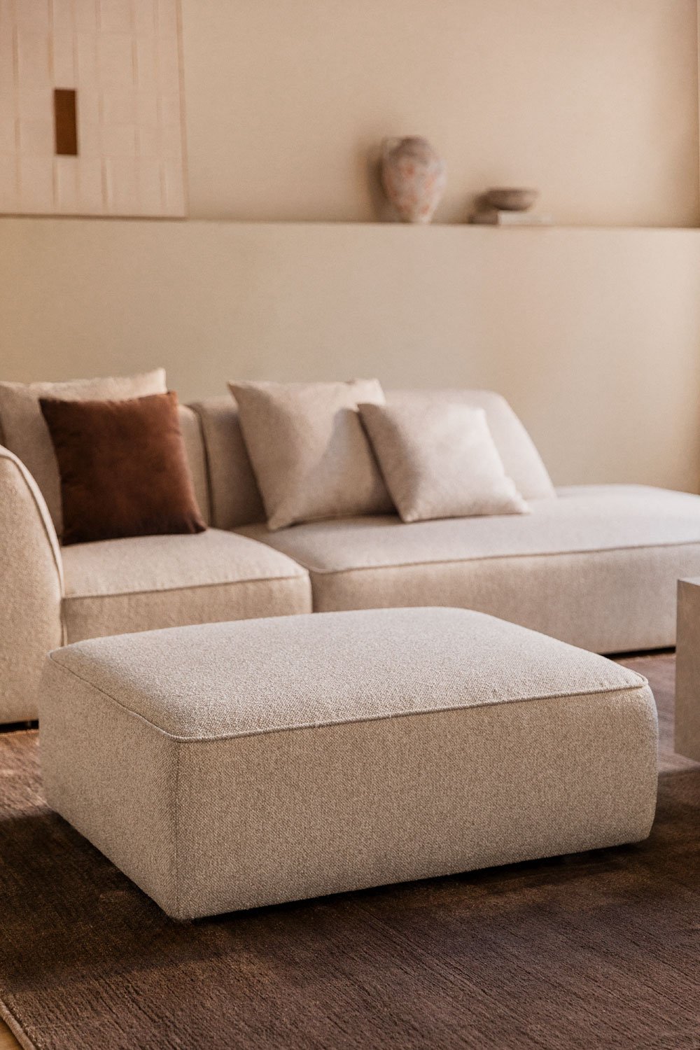 Pouf per divano modulare rivestito Cardea