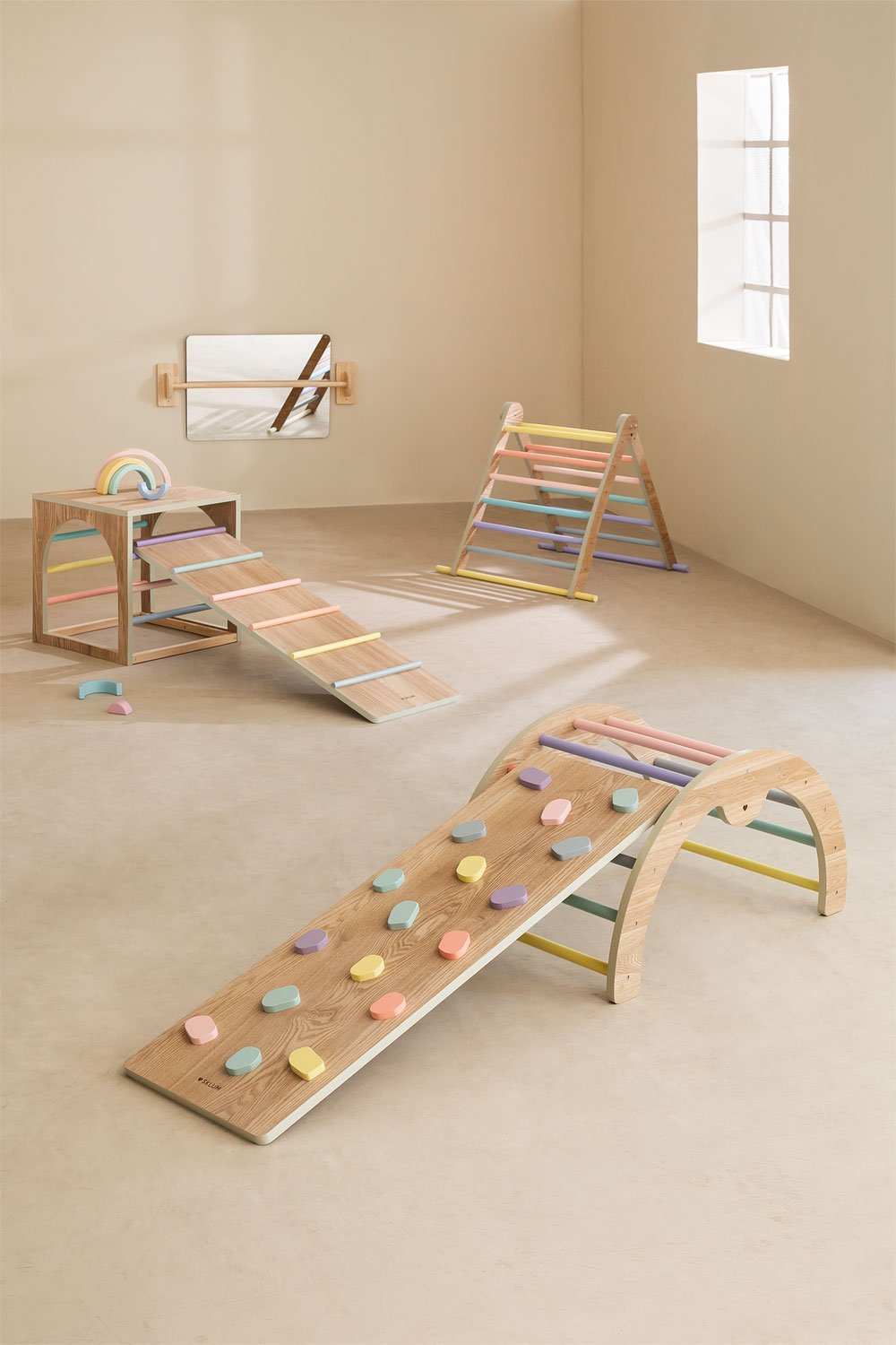 Rampa con parete di arrampicata di apprendimento Pyqer Colors Kids