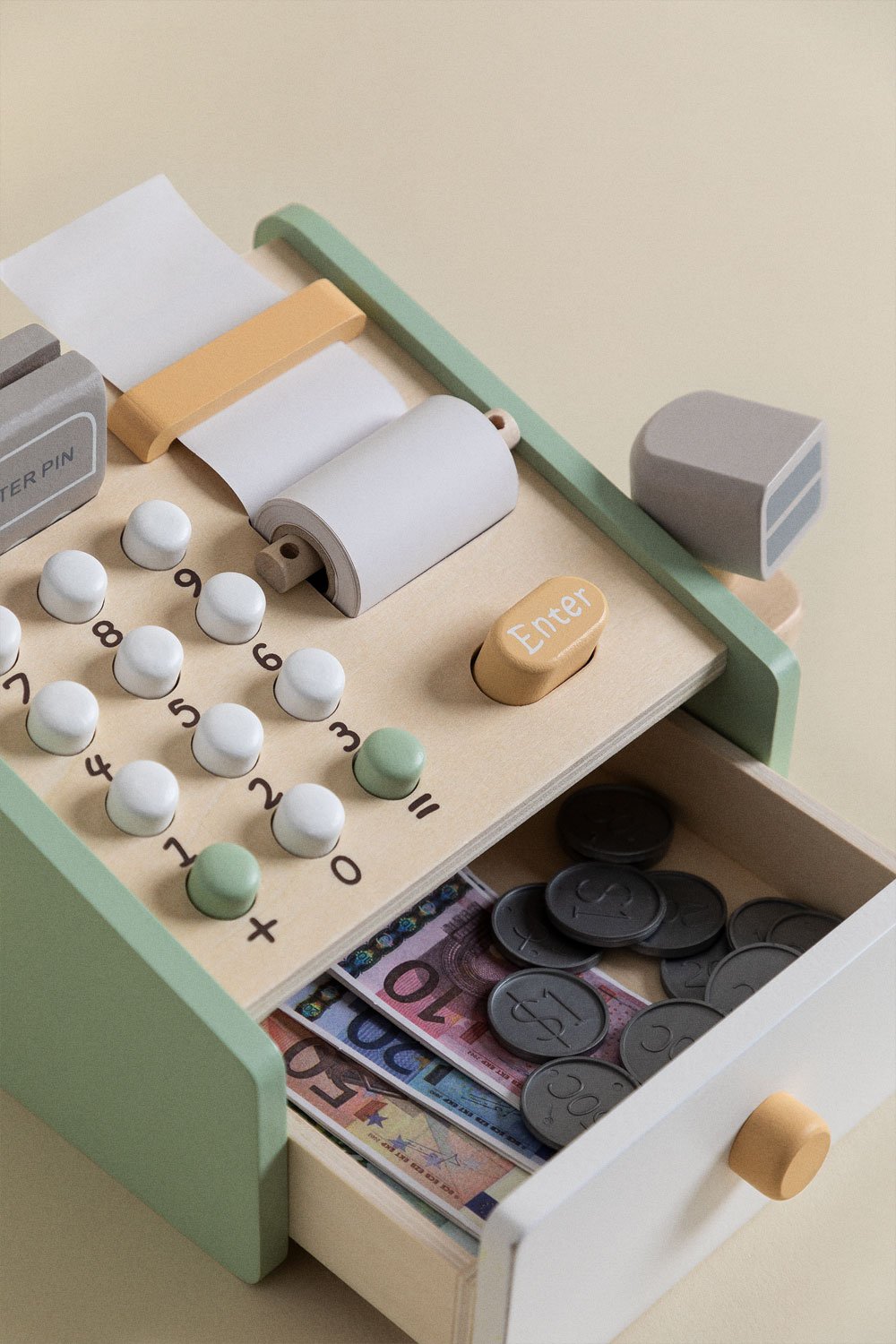 Registratore di cassa in legno Oblina Kids