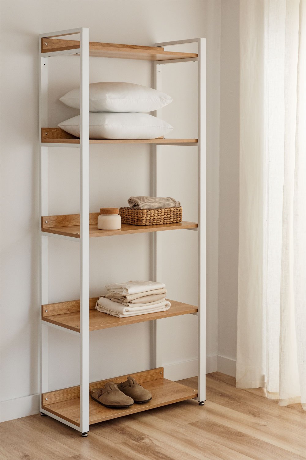 Scaffale in acciaio e legno Ariaster