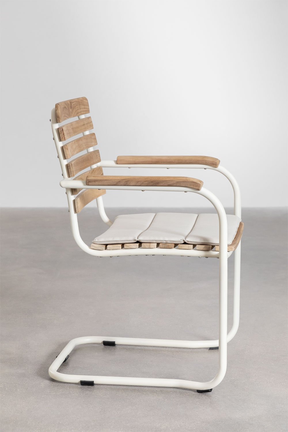Sedia da giardino con braccioli in legno di teak e alluminio Lowel