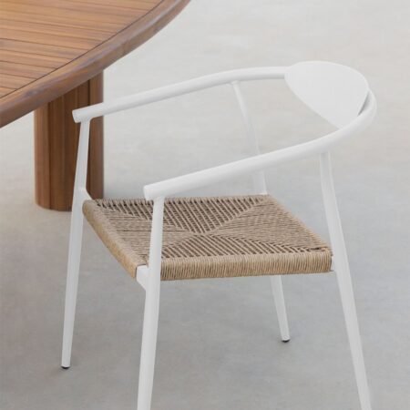 Sedia da giardino impilabile con braccioli in alluminio e rattan sintetico Marsha