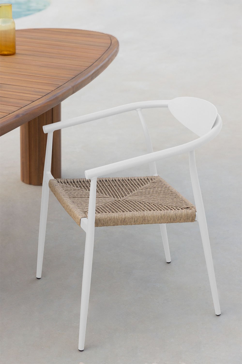 Sedia da giardino impilabile con braccioli in alluminio e rattan sintetico Marsha