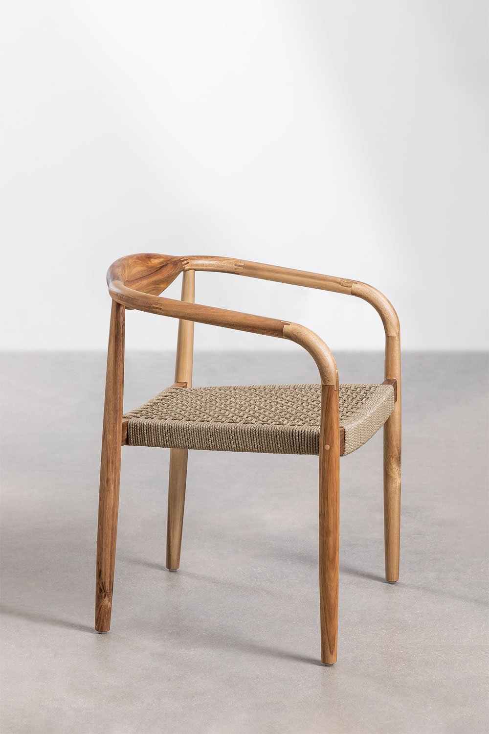 Sedia da giardino in legno di acacia e corda intrecciata Mallory