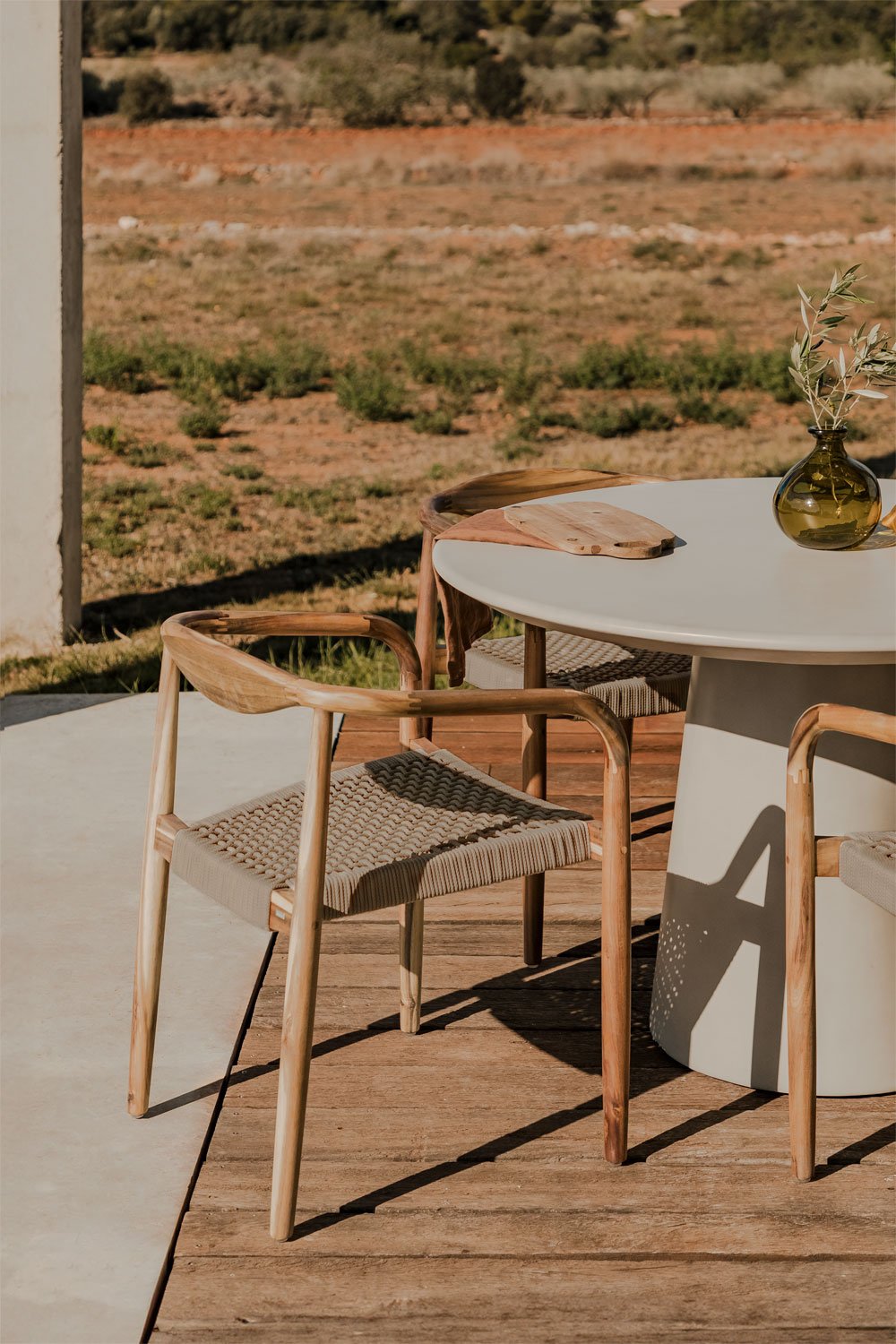 Sedia da giardino in legno di acacia e corda intrecciata Mallory
