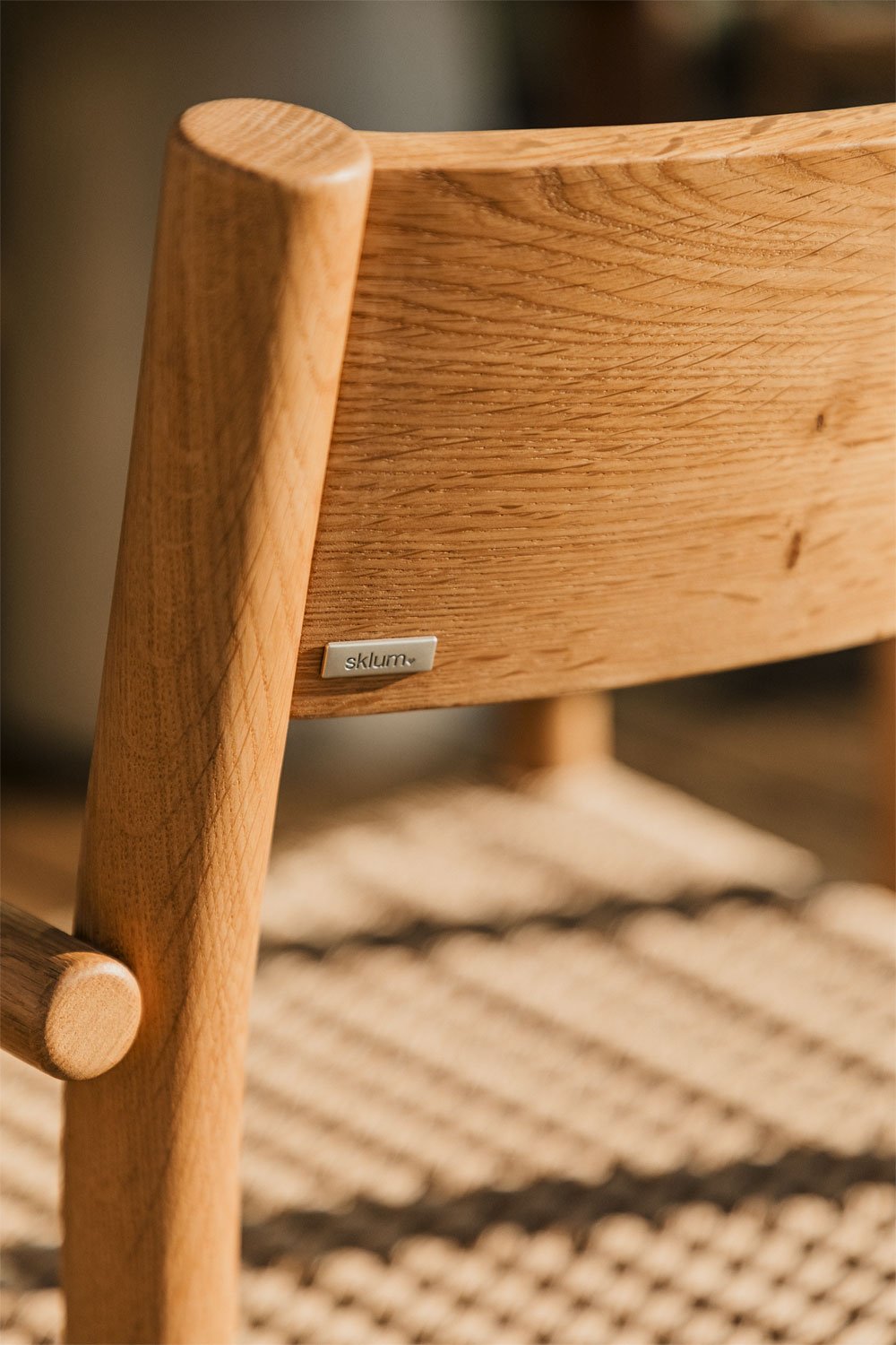 Sedia da giardino in legno di rovere e corda intrecciata Mara