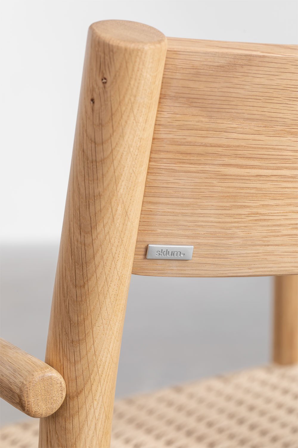 Sedia da giardino in legno di rovere e corda intrecciata Mara