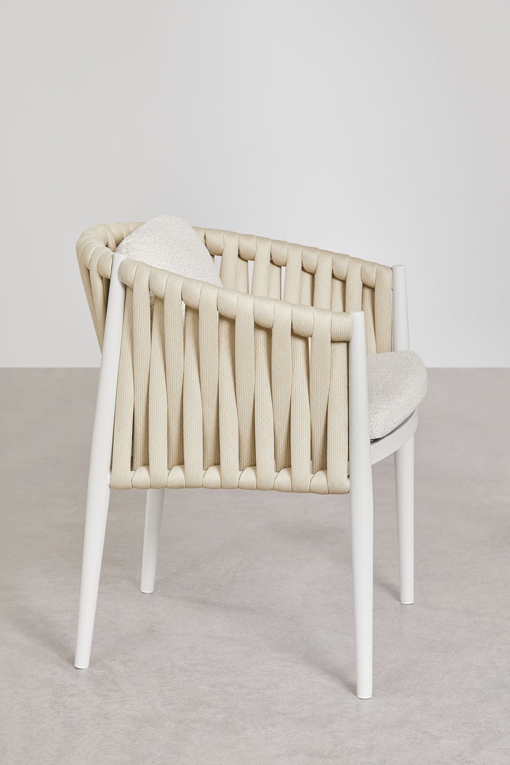 Sedia da giardino Sereilen con braccioli in alluminio e tessuto bouclé