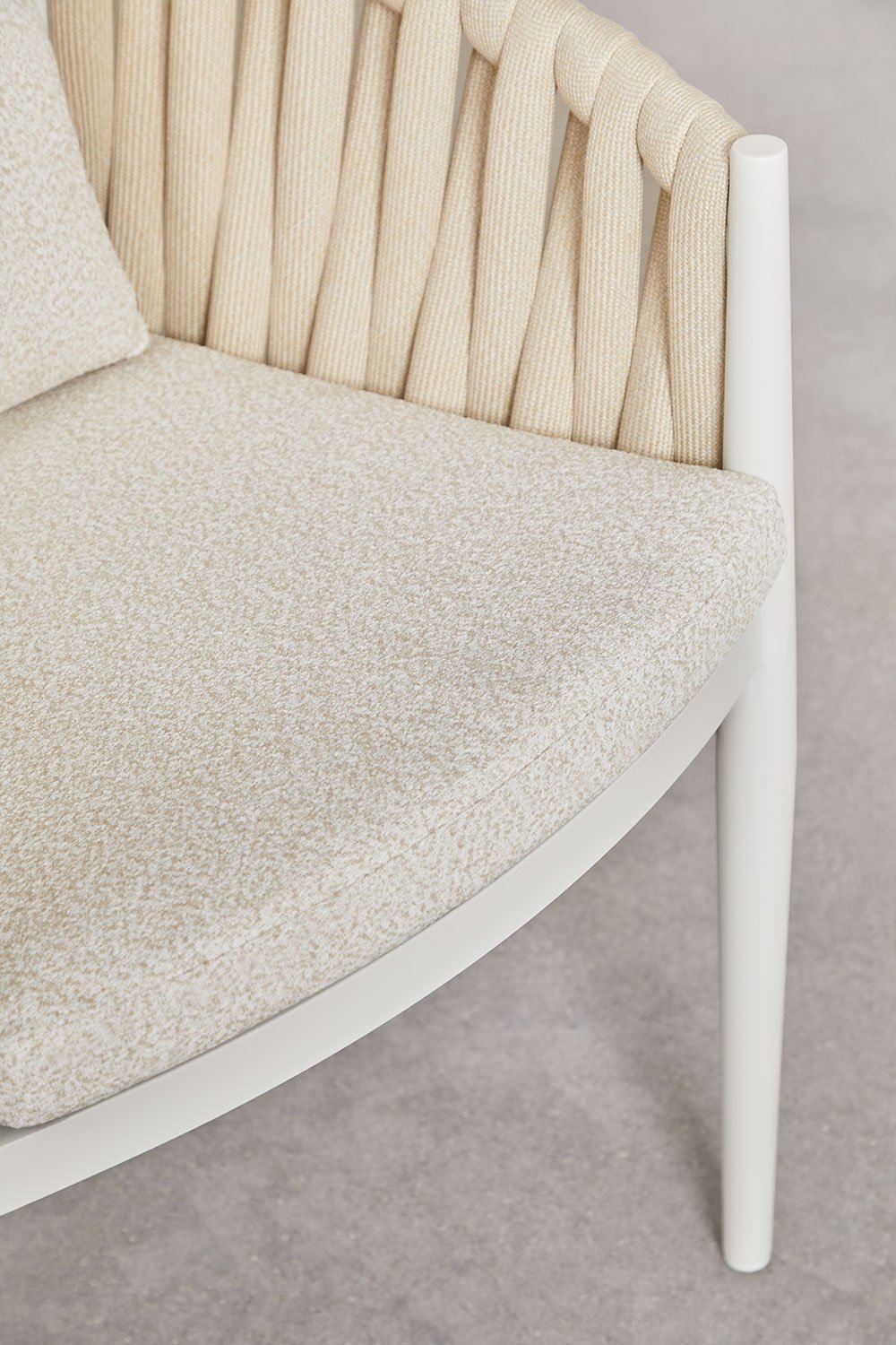 Sedia da giardino Sereilen con braccioli in alluminio e tessuto bouclé