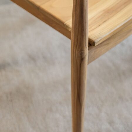 Sedia da pranzo in legno di teak con braccioli Alizee