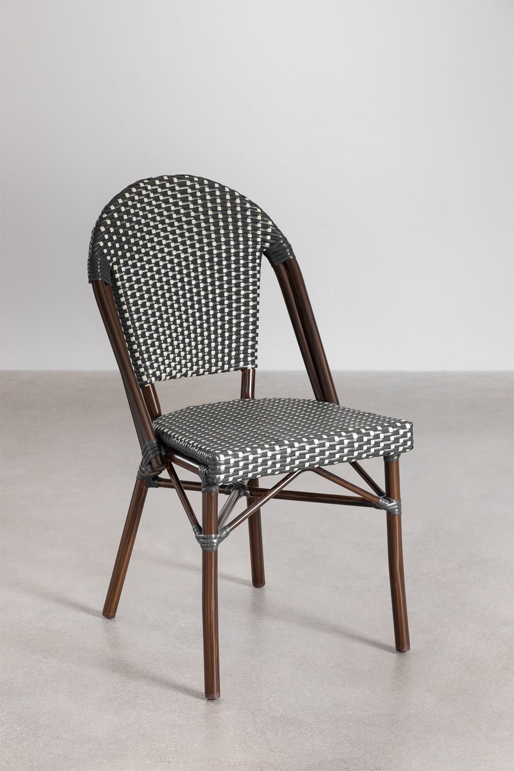 Sedia da pranzo impilabile Brielle Bistro in alluminio e rattan sintetico